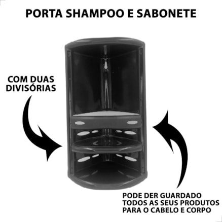 Cantoneira Porta Shampoo de Plástico Para Banheiro Instala Fácil Suporte Sabonete