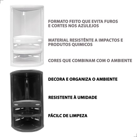 Cantoneira Porta Shampoo de Plástico Para Banheiro Instala Fácil Suporte Sabonete
