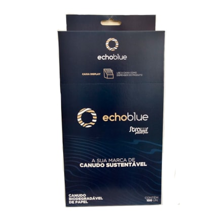 Canudo Papel Echoblue Biodegradável Branco Azul 100 Und