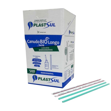 Canudo Plastsul Biodegradável Longo 500 Und