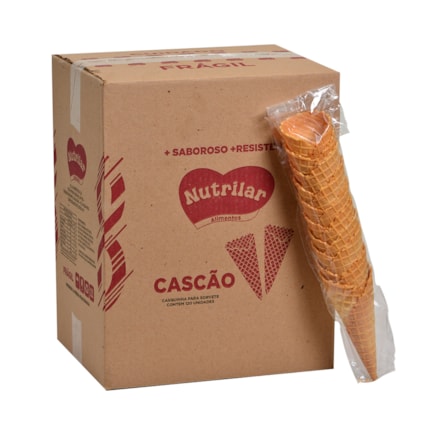 Casquinha Para Sorvete Cascão Biscoito Doce Cone Crocante Nutrilar Confeitaria Baunilha com 120 Unidades