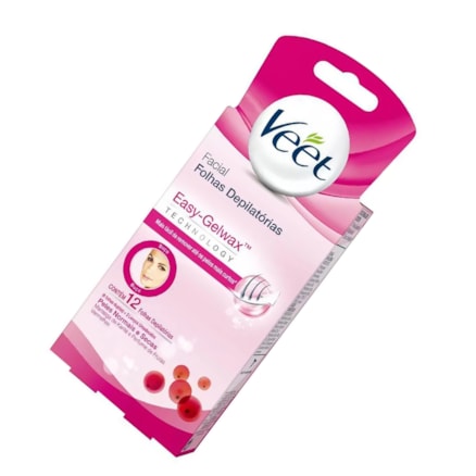 Cera Facial Veet Pele Normal 12 Folhas Depilatórias