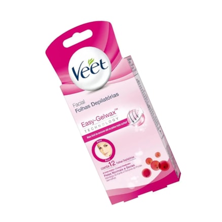 Cera Facial Veet Pele Normal 12 Folhas Depilatórias