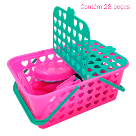 Cesta Leva Papinha Com Acessórios De Cozinha Brinquedo Infantil Panelinhas