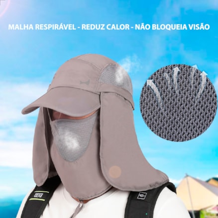 Chapéu Boné Pesca Caça Caminhada Camping Trilha Proteção Solar Pescoço Nuca Rosto Mosquiteiro
