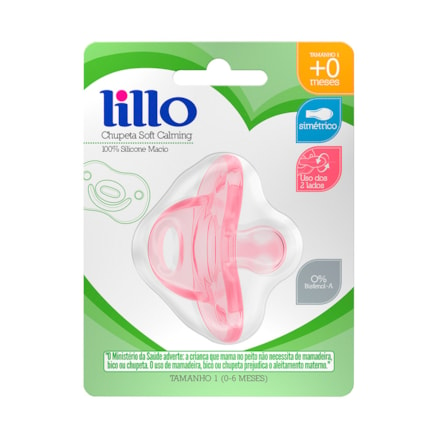 Chupeta Lillo Silicone Tamanho 1 +0 Meses Rosa