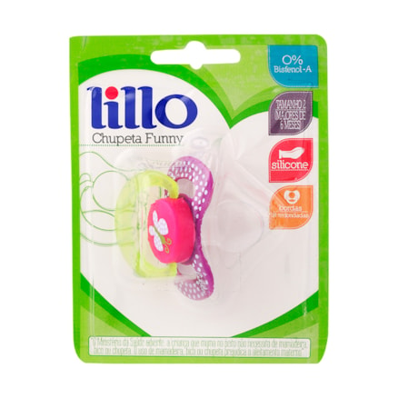 Chupeta Orto Lillo Funny Lilás Silicone Macio +6meses 611650