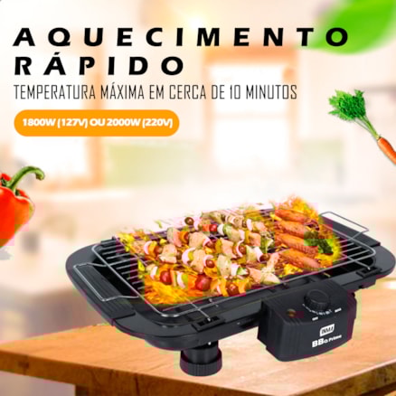 Churrasqueira Elétrica Grelha Anti Fumaça Regula Temperatura