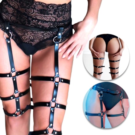 Cinto Bondage Harness Cintura Coxa Couro Sint Lp-121 K.sex