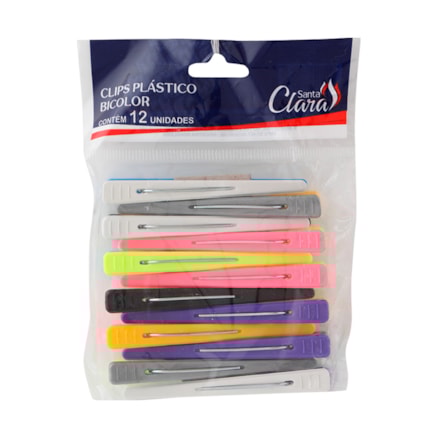 Clips Santa Clara Bicolor Plástico Com 12 Und Ref 1423