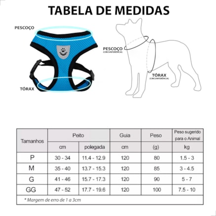 Coleira Peitoral + Guia com Colete Refletivo para Pet Cachorro e Gato Macia