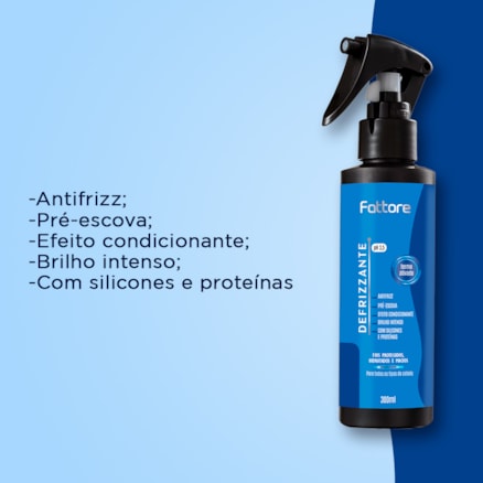 Condicionador Defrizante Spray Termoativo Fattore Pré-escova Brilho Intenso Fios Hidratados 300ml