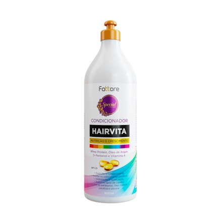 Condicionador Hairvita Fattore Nutrição e Crescimento com Whey + D-Pantenol + Vitamina A + Óleo de Argan  900ml