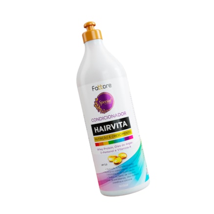 Condicionador Hairvita Fattore Nutrição e Crescimento com Whey + D-Pantenol + Vitamina A + Óleo de Argan  900ml