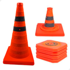 Cone Sinalização Estrada Segurança Tráfego Balizador Refletivo Dobrável 45cm