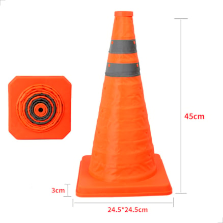 Cone Sinalização Estrada Segurança Tráfego Balizador Refletivo Dobrável 45cm