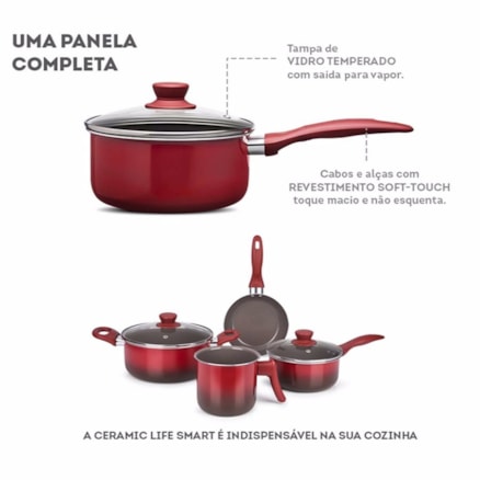 Conjunto De Panelas Smart 4 Peças Ceramic Life Brinox