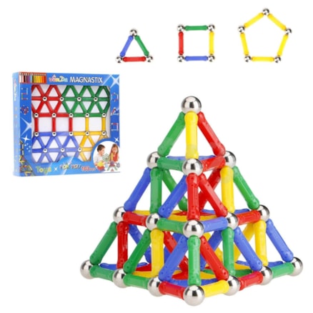 Conjunto Montar Magnética Educativo Colorido Magnastix 103 Pcs