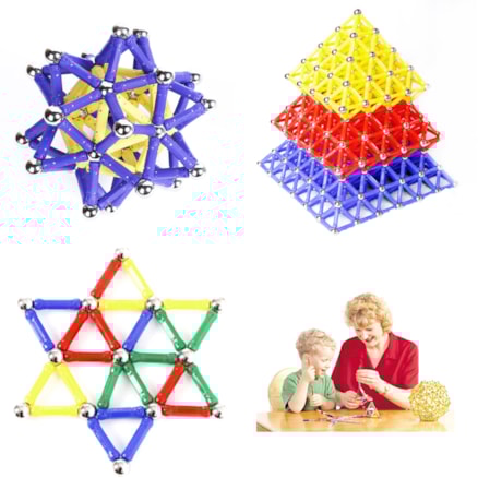 Conjunto Montar Magnética Educativo Colorido Magnastix 103 Pcs