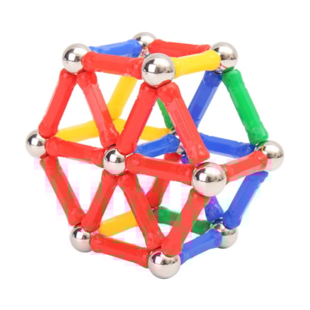 Conjunto Montar Magnética Educativo Colorido Magnastix 103 Pcs