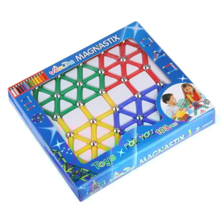 Conjunto Montar Magnética Educativo Colorido Magnastix 103 Pcs