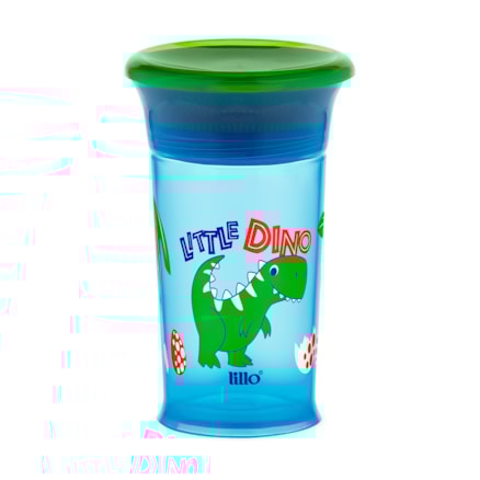Copo Lillo Colors Magia Bico Silicone Dinossauro Azul 300ml