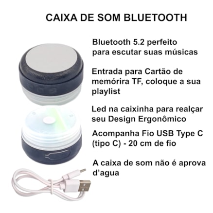 Copo Térmico 420ml Com Caixa De Som com LED Bluetooth Aço Inox Tampa Bebidas