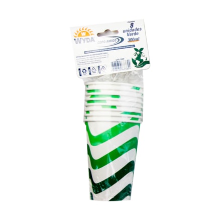 Copos De Papel Descartáveis Cor Verde 300ml