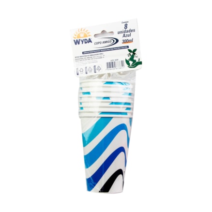 Copos Descartáveis De Papel Wyda Cor Azul 300ml