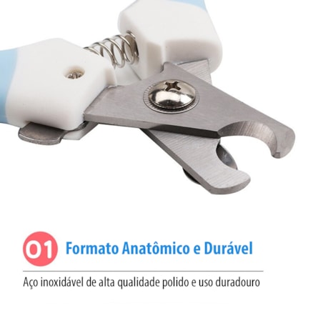 Cortador Alicate De Unha Gatos Cachorros Cães Médio e Grande Porte Prático c/ Trava Segurança 15cm Azul