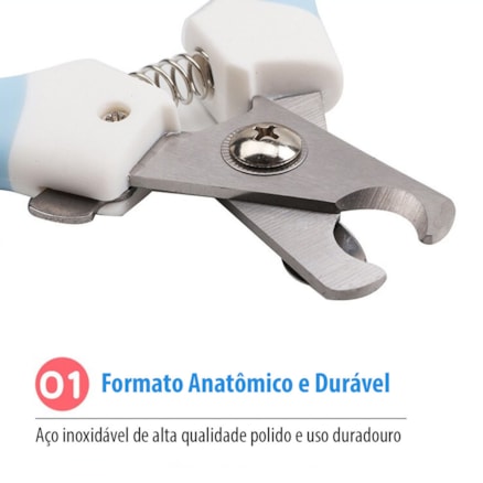 Cortador Alicate De Unha Gatos Cachorros Cães Pequeno e Médio Porte Prático c/ Trava Segurança 12cm Azul