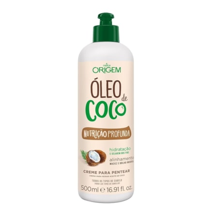 Creme De Pentear Origem Óleo De Coco Nutrição Profunda 500ml