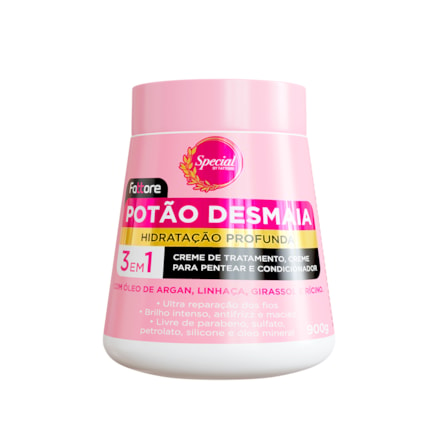 Creme de Tratamento Potão Desmaia Fattore 3em1 Hidratação Profunda com Óleo de Argan 900g