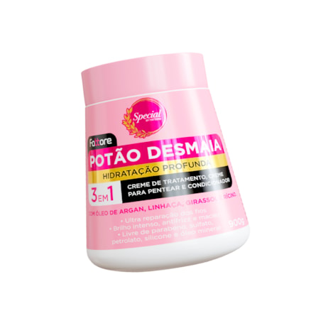 Creme de Tratamento Potão Desmaia Fattore 3em1 Hidratação Profunda com Óleo de Argan 900g