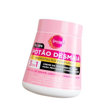 Creme de Tratamento Potão Desmaia Fattore 3em1 Hidratação Profunda com Óleo de Argan 900g