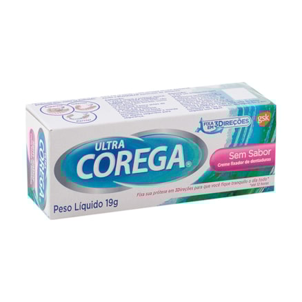 Creme Dental Corega Para Dentadura Fixador Sem Sabor 19g