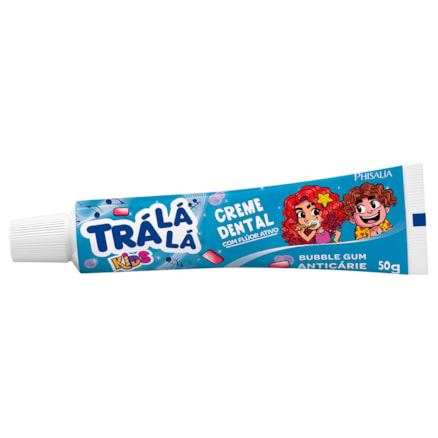 Creme Dental Trá Lá Lá Kids Bubble Gum Com Flúor 50g