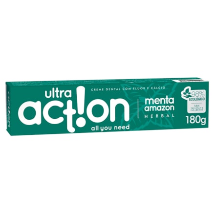 Creme Dental Vegano Menta Amazon Ultra Action 164g