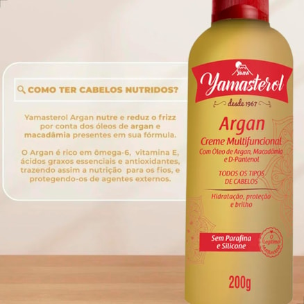 Creme Multifuncional Yamasterol Argan Nutrição Hidratação Capilar D-pantenol 200ml