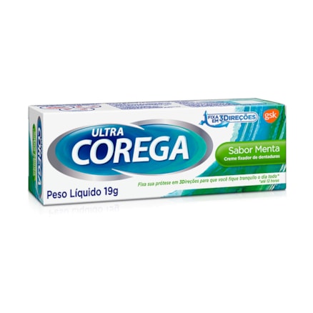 Creme Para Dentadura Ultra Corega Menta Fixa 3 Direções 19g