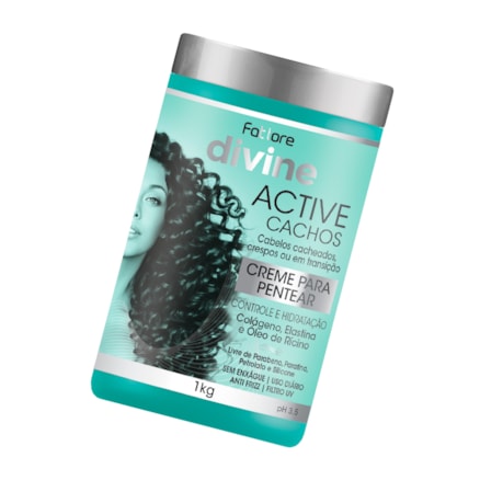 Creme para Pentear 1kg + Condicionador Fattore Divine Active Cachos Hidratação Profunda 300ml