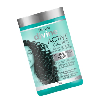 Creme para Pentear Fattore Divine Active Cachos Cabelos Cacheados e Crespos Controle e Hidratação 1kg