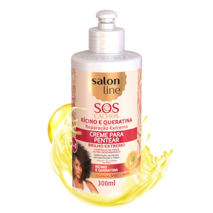 Creme Pentear Salon Line Sos Cachos Ricino Queratina 300ml