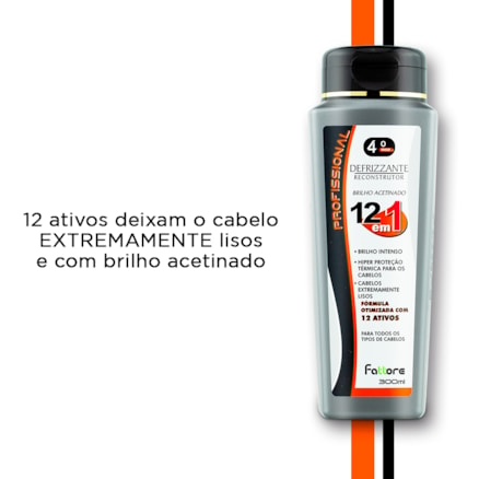 Defrizzante Reconstrução 12 Em 1 Fattore Brilho Intenso Proteção Cabelos Lisos 300ml