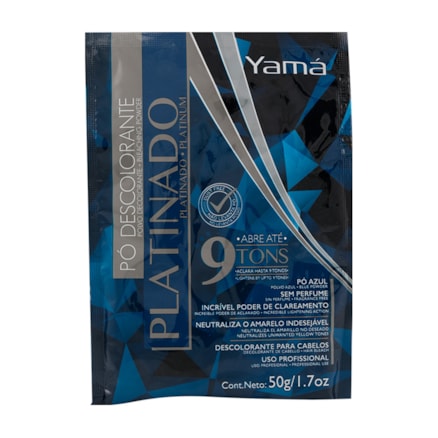 Descolorante Yamá Platinado 09 Tons Pó Azul Sem Perfume 50g