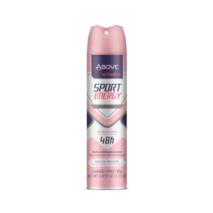 Desodorante Aerosol Above Sport Energy Feminino 48h 90g