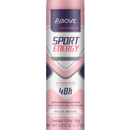 Desodorante Aerosol Above Sport Energy Feminino 48h 90g