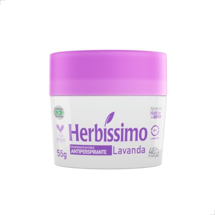 Desodorante Creme Antiperspirante Herbíssimo Lavanda Pele Perfumada Proteção 48H