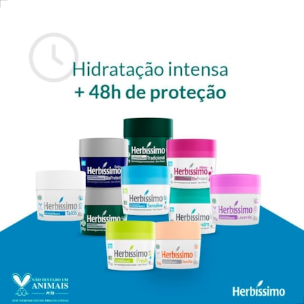 Desodorante Creme Antiperspirante Herbíssimo Lavanda Pele Perfumada Proteção 48H