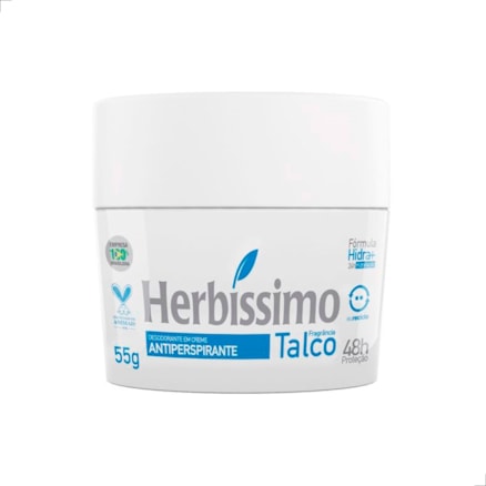 Desodorante Creme Antiperspirante Herbíssimo Talco Proteção Duradoura 48H 55g